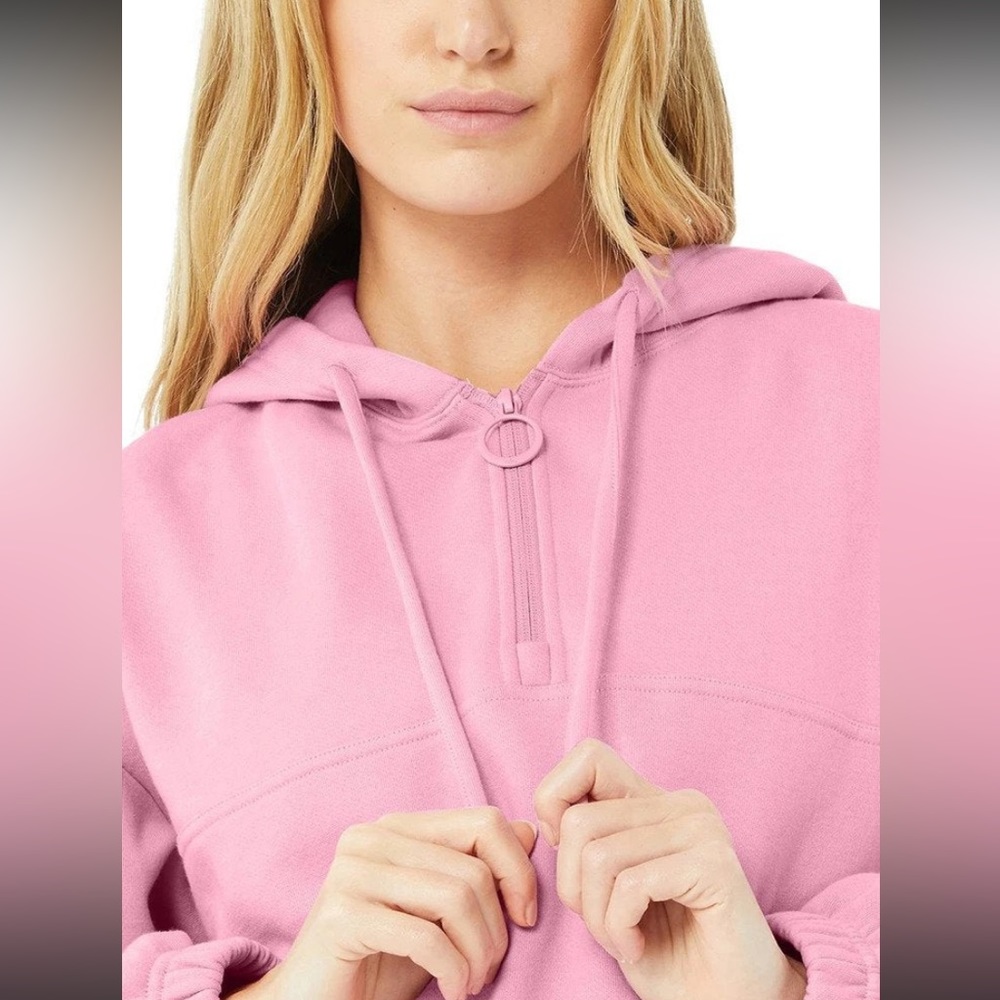 Alo Yoga Refresh Stadium Half Zip Hoodie Parisian Pink S